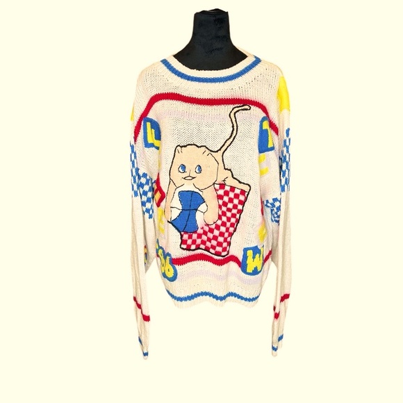 NO! The Jeans Revolt Sweaters - Vintage NO! THE JEANS REVOLT Graphic Crewneck 80’s Longsleeve Sweater SZ:L